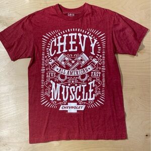 Tee Luv Chevy Muscle Red T-Shirt Medium (OY)